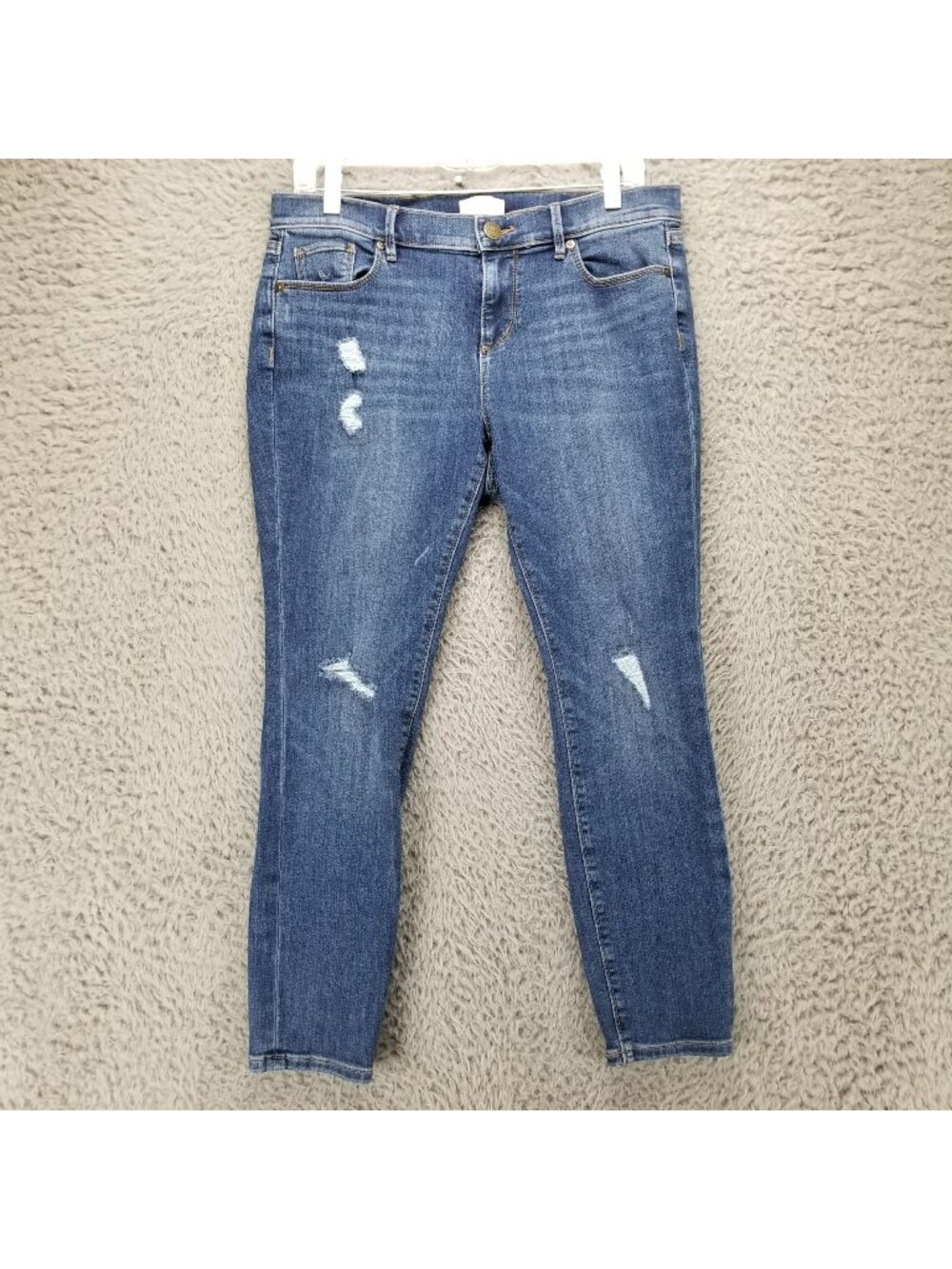 Loft Jeans Womens 10 Petite Blue Distressed Modern Skinny Stretch Denim